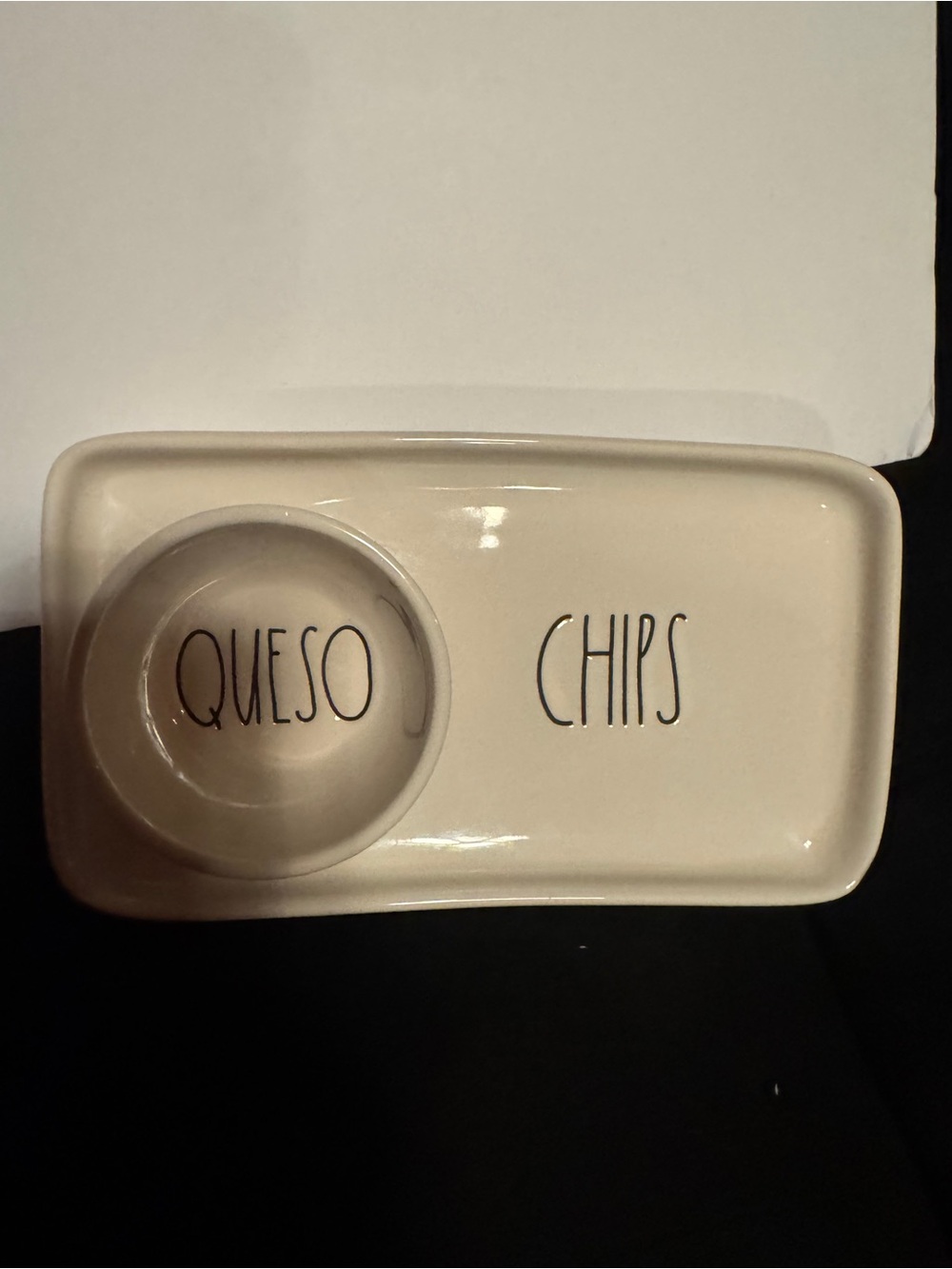 Rae Dunn by Magenta, Chips & Queso Serving Plate w/ Dip Bowl Farmhouse